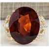 Image 1 : 19.58CTW Natural Hessonite Garnet And Diamond Ring In 14K Yellow Gold