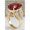 Image 3 : 19.58CTW Natural Hessonite Garnet And Diamond Ring In 14K Yellow Gold