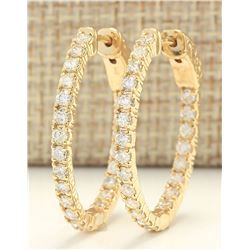 2.00 CTW Natural Diamond Hoop Earrings 14k Solid Yellow Gold