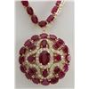 Image 1 : 55.35CTW Natural Ruby And Diamond Necklace In 14K Yellow Gold