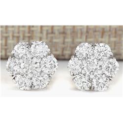 2.30 CTW Natural Diamond Earrings 14k Solid White Gold