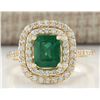 Image 1 : 2.33CTW Natural Emerald And Diamond Ring In 14K Yellow Gold