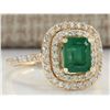 Image 2 : 2.33CTW Natural Emerald And Diamond Ring In 14K Yellow Gold