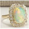 Image 2 : 2.95CTW Natural Opal And Diamond Ring In 14K Solid Yellow Gold