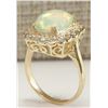 Image 3 : 2.95CTW Natural Opal And Diamond Ring In 14K Solid Yellow Gold