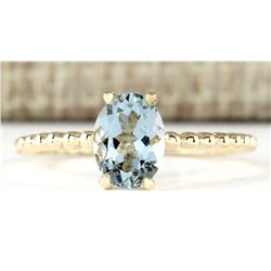 1.07 CTW Natural Aquamarine Ring In 14k Yellow Gold
