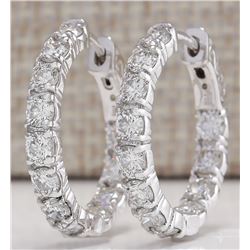 3.10 CTW Natural Diamond Hoop Earrings 14k Solid White Gold
