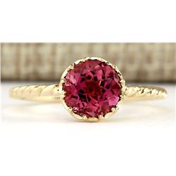 1.50 CTW Natural Pink Tourmaline Ring In 14k Yellow Gold