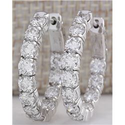 3.51CTW Natural Diamond Hoop Earrings 14K Solid White Gold