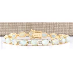 13.80 CTW Natural Opal And Diamond Bracelet In 14k Yellow Gold