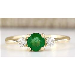 .70 CTW Natural Emerald And Diamond Ring In 14k Yellow Gold