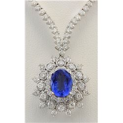 12.21 CTW Natural Tanzanite And Diamond Necklace In 14k White Gold