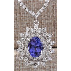 8.69 CTW Natural Tanzanite And Diamond Necklace In 14K White Gold