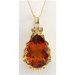 32.00CTW Natural Madeira Citrine Pendant In 14K Solid Yellow Gold