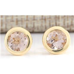 3.00 CTW Natural Morganite Earrings 14k Solid Yellow Gold