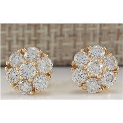 1.45CTW Natural Diamond Earrings 14K Solid Yellow Gold