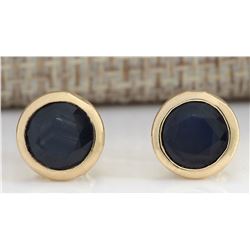 3.21 CTW Natural Blue Sapphire Earrings 14k Solid Yellow Gold