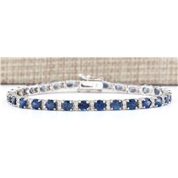 11.10 CTW Natural Sapphire And Diamond Bracelet In 14k Solid White Gold