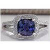 Image 1 : 3.67 CTW Natural Blue Tanzanite And Diamond Ring In 14K Solid White Gold