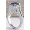 Image 3 : 3.67 CTW Natural Blue Tanzanite And Diamond Ring In 14K Solid White Gold