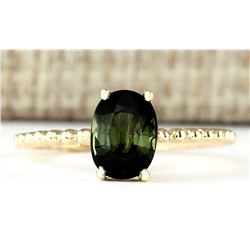 1.62 CTW Natural Green Tourmaline Ring In 14k Yellow Gold