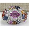 Image 1 : 6.83CTW Natural Sapphire And Diamond Ring In 14K White Gold