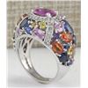 Image 3 : 6.83CTW Natural Sapphire And Diamond Ring In 14K White Gold
