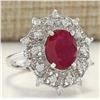 Image 2 : 3.87CTW Natural Ruby And Diamond Ring In 14K White Gold