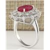 Image 3 : 3.87CTW Natural Ruby And Diamond Ring In 14K White Gold