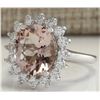 Image 2 : 4.72CTW Natural Peach Morganite And Diamond Ring In 14K Solid White Gold