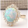 Image 2 : 6.53 CTW Natural Opal And Diamond Ring In 14k Yellow Gold