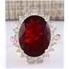Image 1 : 6.21 CTW Natural Mexican Fire Opal And Diamond Ring In 14k Yellow Gold