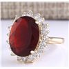 Image 2 : 6.21 CTW Natural Mexican Fire Opal And Diamond Ring In 14k Yellow Gold