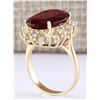 Image 3 : 6.21 CTW Natural Mexican Fire Opal And Diamond Ring In 14k Yellow Gold