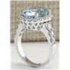 Image 3 : 4.44CTW Natural Aquamarine And Diamond Ring In 14K Solid White Gold