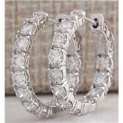 3.40CTW Natural Diamond Hoop Earrings 14K Solid White Gold