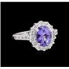 Image 1 : 1.77 ctw Tanzanite and Diamond Ring - 14KT White Gold