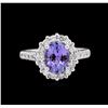 Image 2 : 1.77 ctw Tanzanite and Diamond Ring - 14KT White Gold