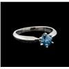 Image 1 : 14KT White Gold 0.67 ctw Round Cut Fancy Blue Diamond Solitaire Ring