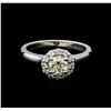 Image 2 : 0.82 ctw Light Yellow Diamond Ring - 14KT White Gold