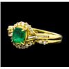 Image 1 : 0.65 ctw Emerald and Diamond Ring - 18KT Yellow Gold