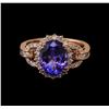 Image 2 : 3.59 ctw Tanzanite and Diamond Ring - 14KT Rose Gold