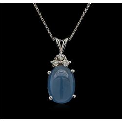 14KT White Gold 5.06 ctw Aquamarine and Diamond Pendant With Chain