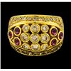 Image 2 : Ruby and Diamond Ring - 18KT Yellow Gold