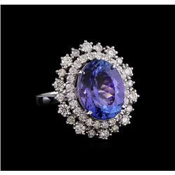 6.40 ctw Tanzanite and Diamond Ring - 14KT White Gold