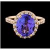 Image 2 : 3.95 ctw Tanzanite and Diamond Ring - 14KT Rose Gold