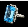 Image 1 : 19.91 ctw Blue Topaz and Diamond Ring - Platinum