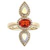 Image 1 : 0.52 ctw Fire Opal, Opal, and Diamond Ring - 14KT Yellow Gold