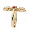 Image 2 : 0.52 ctw Fire Opal, Opal, and Diamond Ring - 14KT Yellow Gold