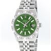 Image 1 : Rolex Stainless Steel Green Index Pyramid Diamond DateJust Men's Watch